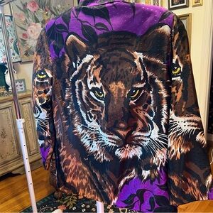 Over-the-top satin tiger blazer
